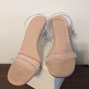 ✨ ASOS Nude Clear Strap Heels – Size 5 ✨